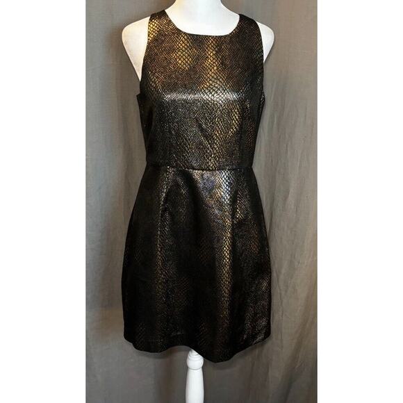 JACK BY BB DAKOTA Women's Metallic Snake print metal bronze Dress Size 6 - Picture 1 of 16